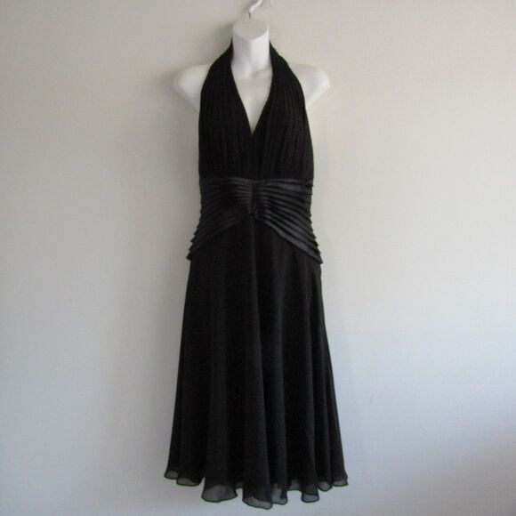 Tadashi Shoji Dress 4 Black A Line Cocktail Elegant Midi Evening Party Feminine - Picture 1 of 13